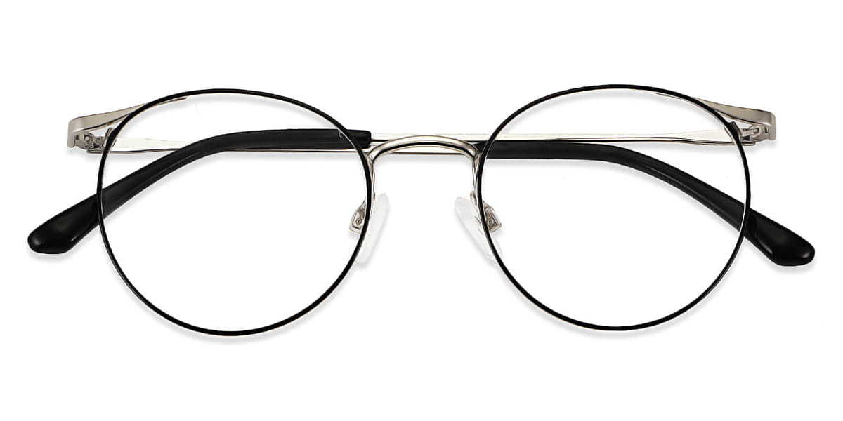 Black Silver Kaz - Round Glasses