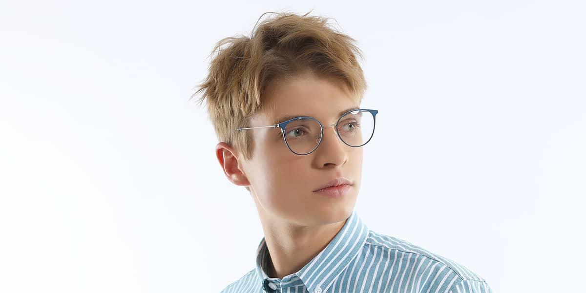 Lex - Oval Blue Glasses For Men & Women