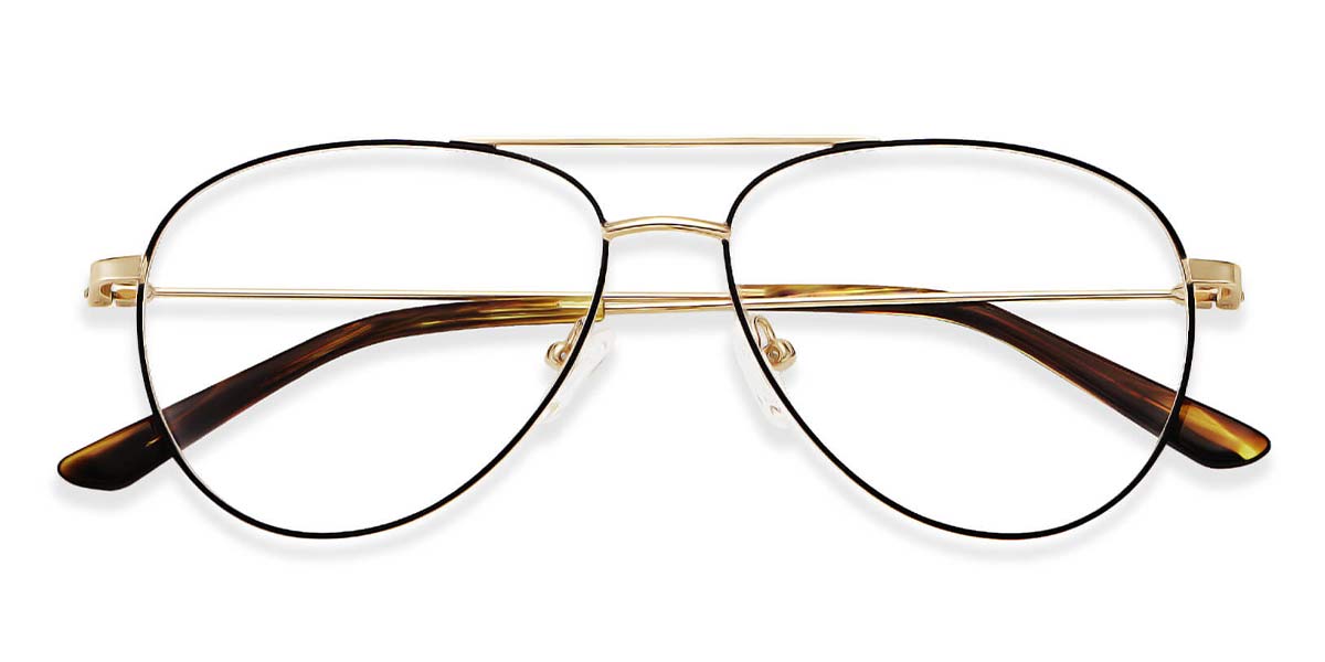 Black Gold Brown Palm - Aviator Glasses