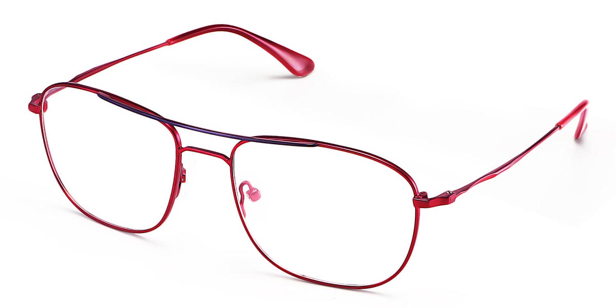 Red - Aviator Glasses - Sheer