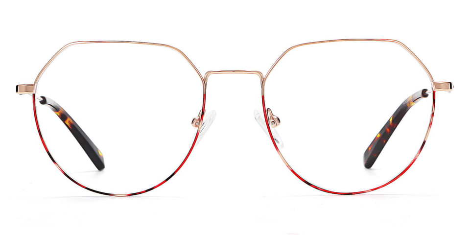 Gold Red Zo - Round Glasses