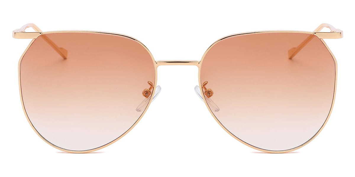 Gold Gradual Brown Javiera - Oval Sunglasses