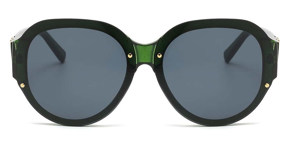 Dark Green Grey Kimana - Round Sunglasses