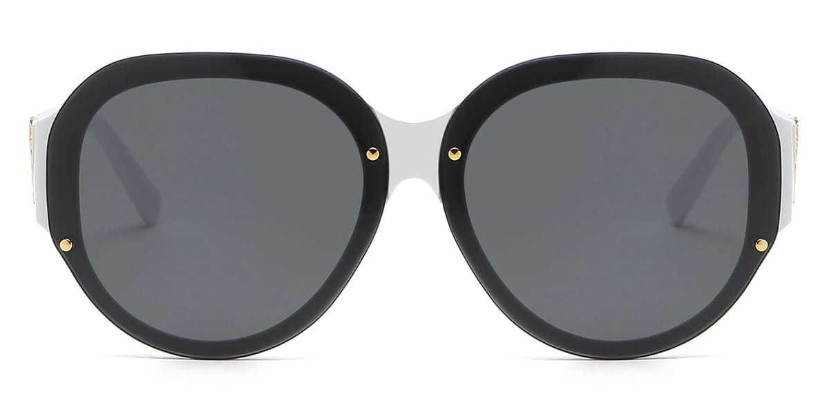 White Grey Kimana - Round Sunglasses