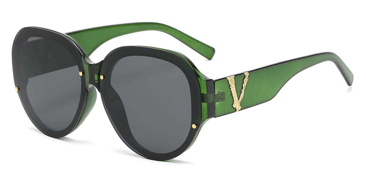 Dark Green Grey Kimana - Round Sunglasses