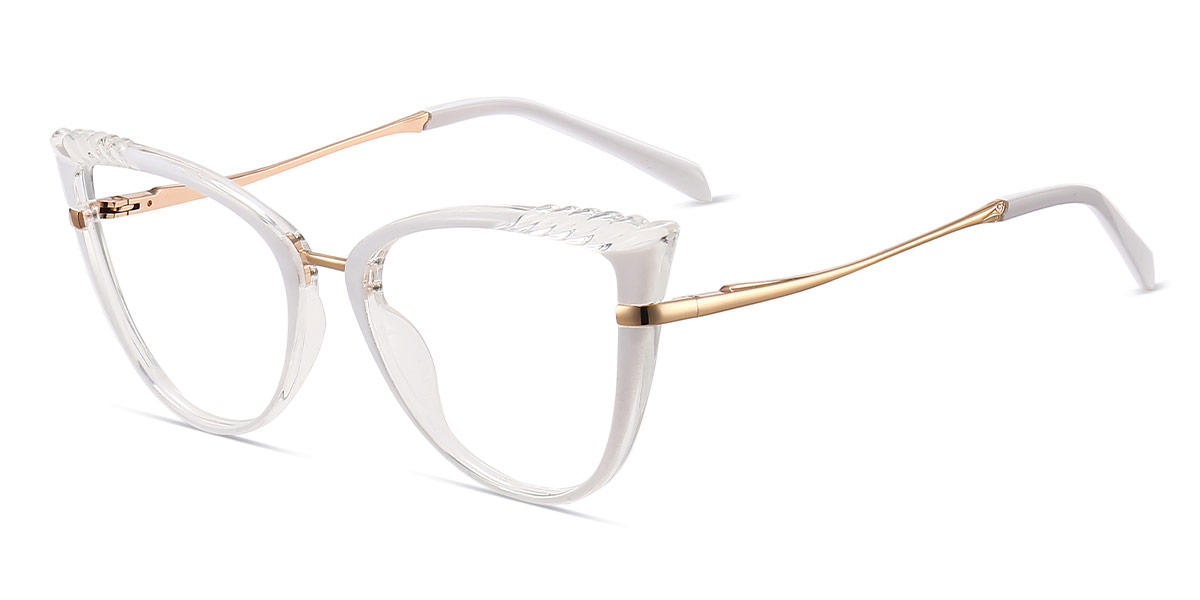 White Clear Dakota - Cat Eye Glasses