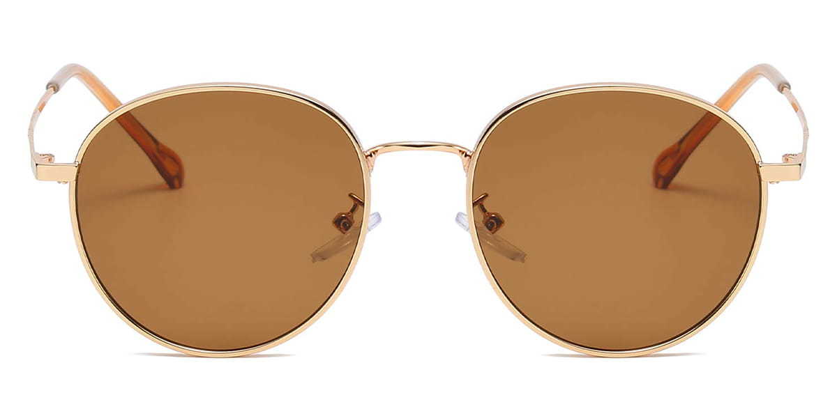 Gold Brown Nayeli - Round Sunglasses