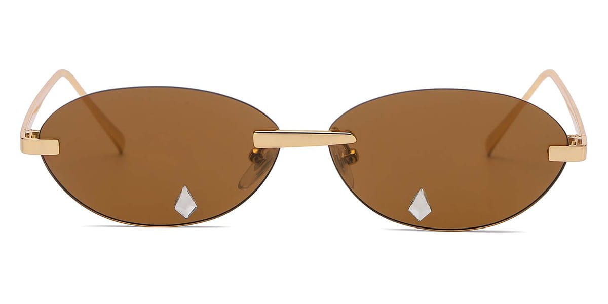 Brown - Oval Sunglasses - Nicasia
