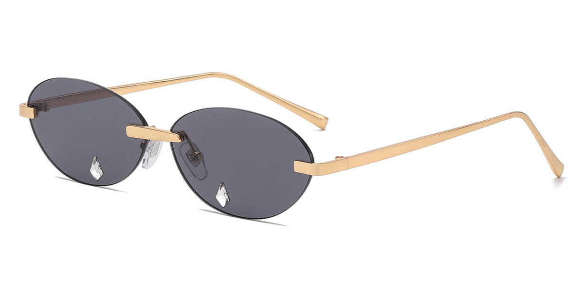 Gold Grey Nicasia - Oval Sunglasses