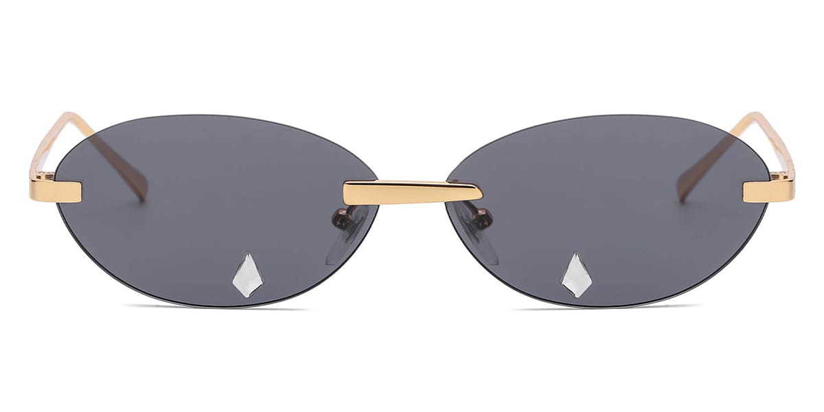 Gold Grey Nicasia - Oval Sunglasses