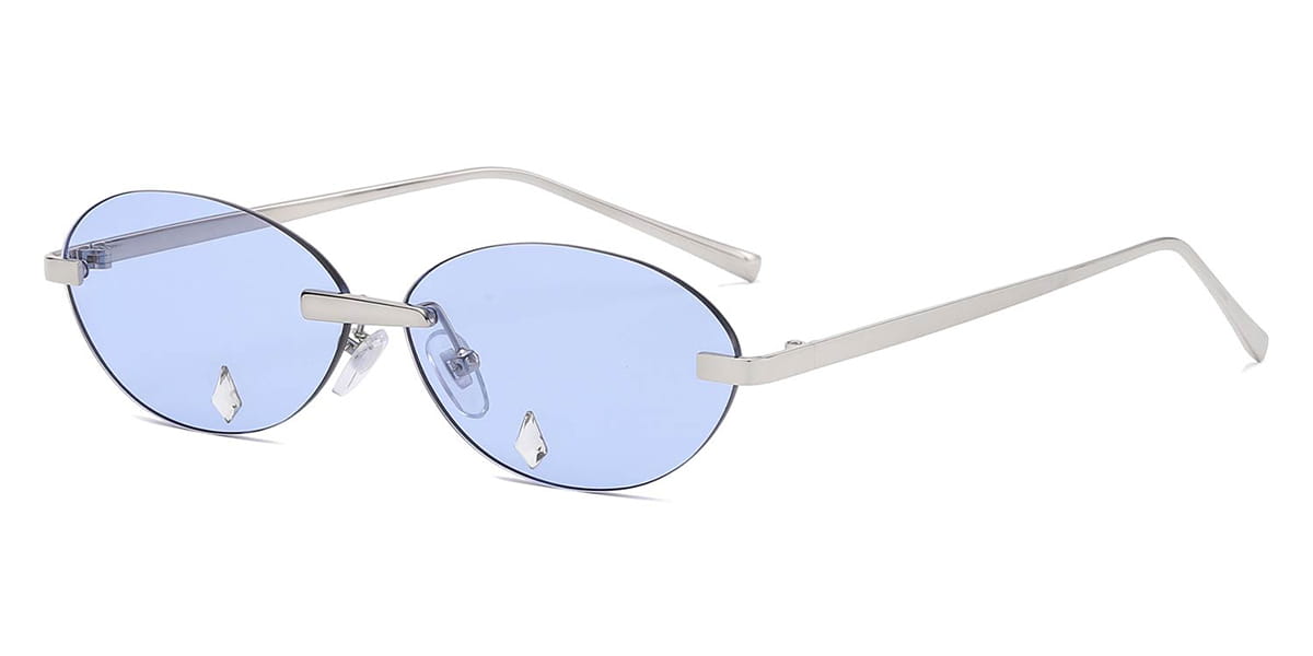 Blue - Oval Sunglasses - Nicasia