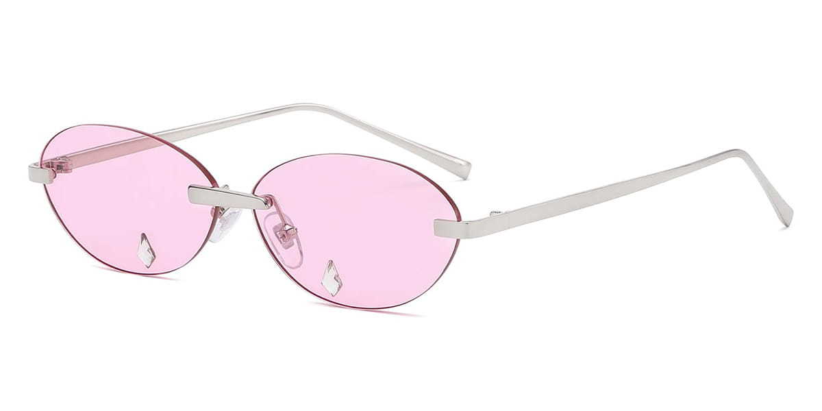 Silver Pink Nicasia - Oval Sunglasses