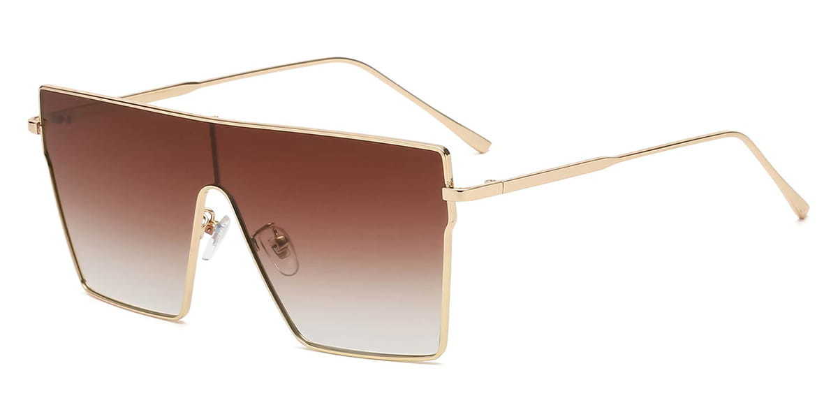 Gold Brown Priya - Square Sunglasses