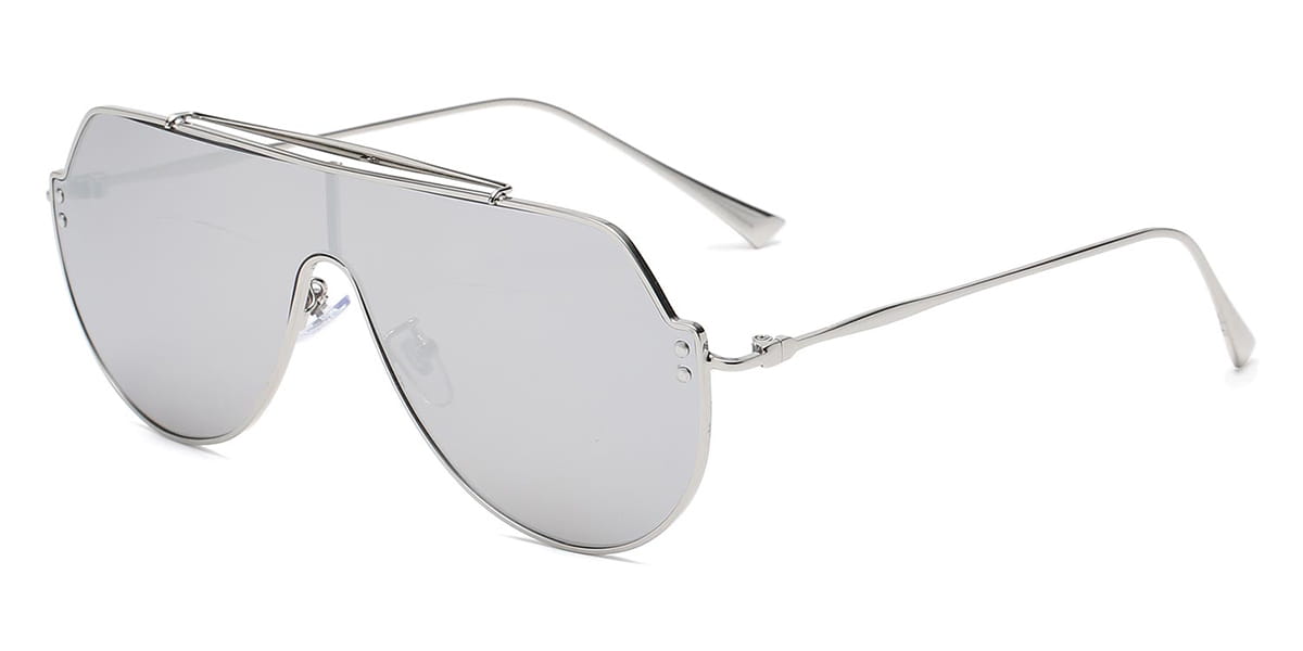 Silver - Aviator Sunglasses - Zelina