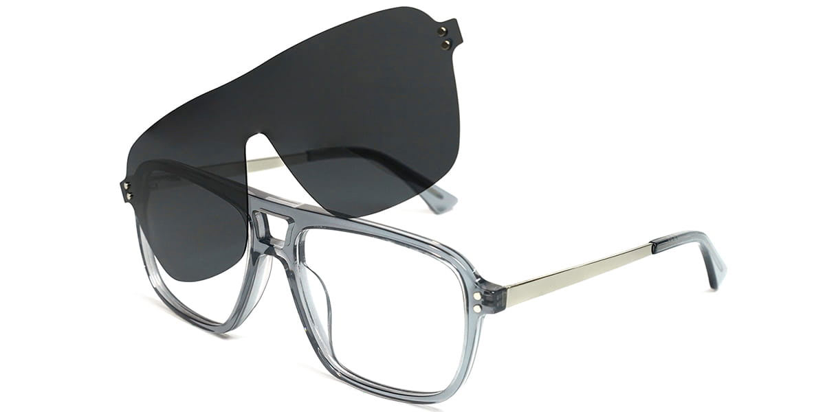 Grey - Aviator Clip-On Sunglasses - Rishi