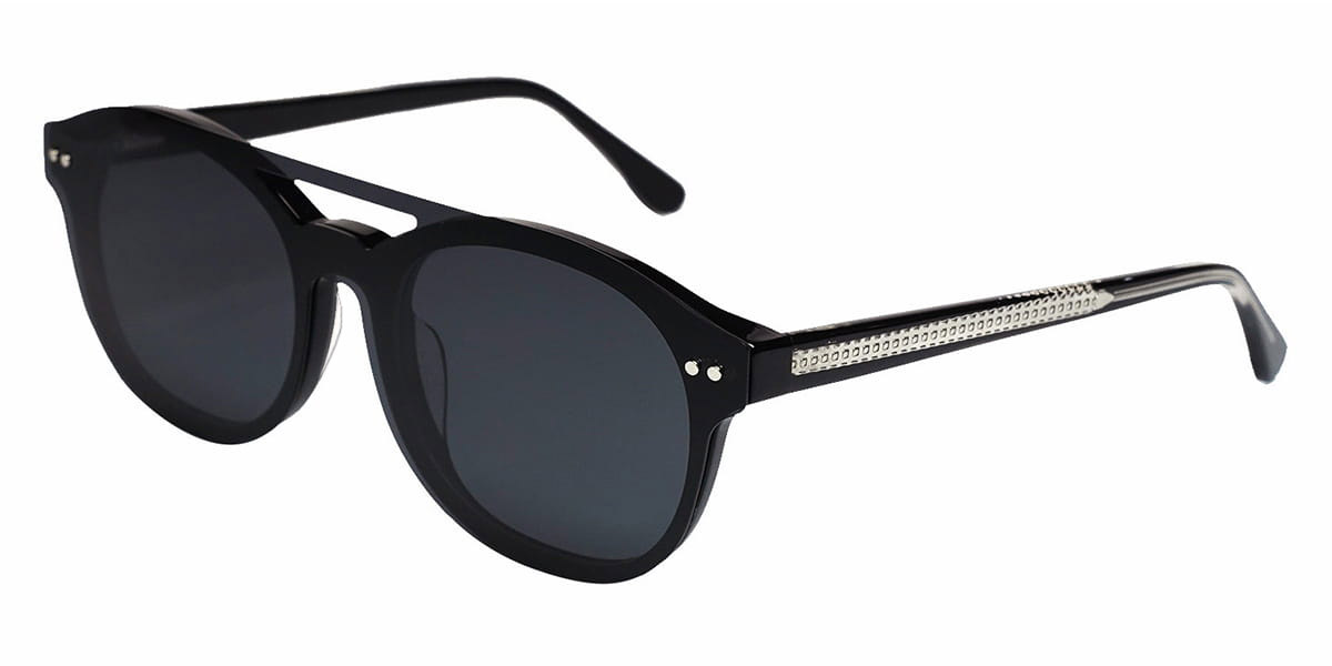 Black - Round Clip-On Sunglasses - Samad