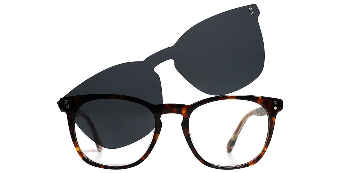 Tortoiseshell Sindry - Oval Clip-On Sunglasses