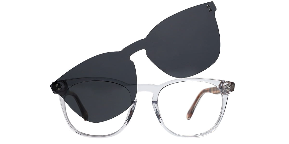 Transparent Sindry - Oval Clip-On Sunglasses