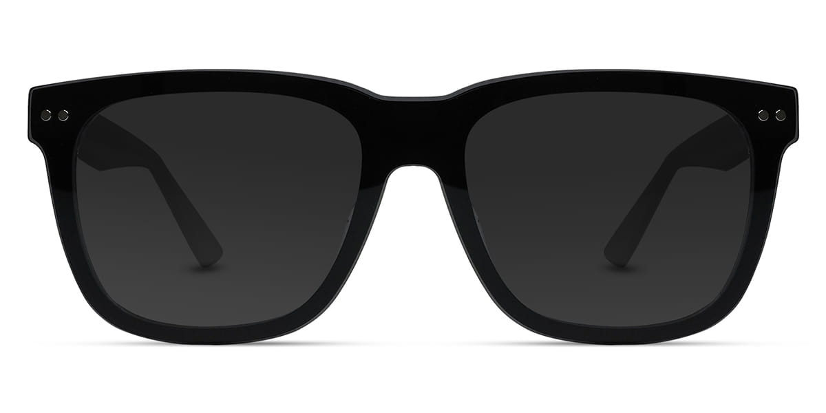 Black - Square Clip-On Sunglasses - Teal