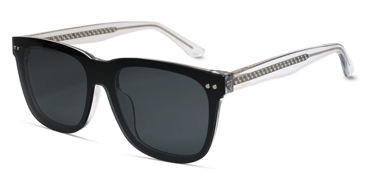 Black Teal - Square Clip-On Sunglasses