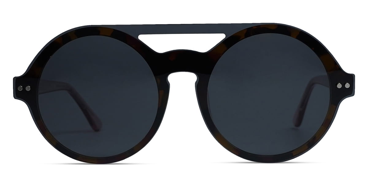 Tortoiseshell - Round Clip-On Sunglasses - Yaiza