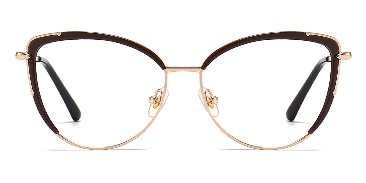 Brown - Cat eye Glasses - Evathia