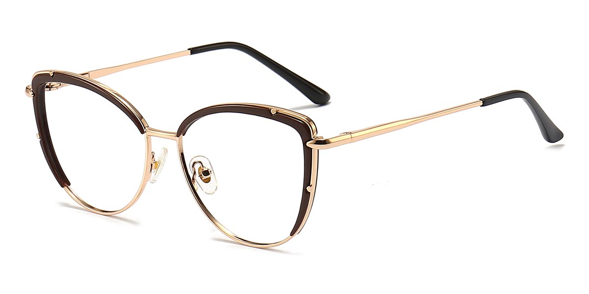 Brown - Cat eye Glasses - Evathia