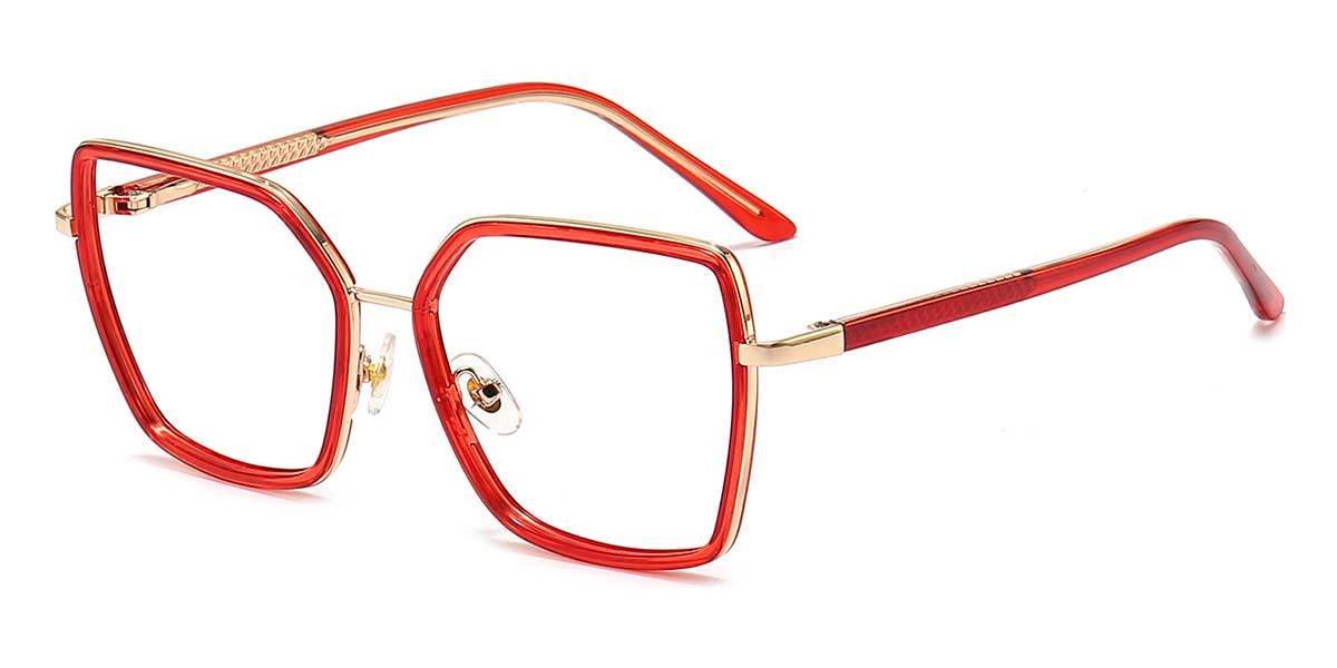 Minda - Square Red Glasses For Women