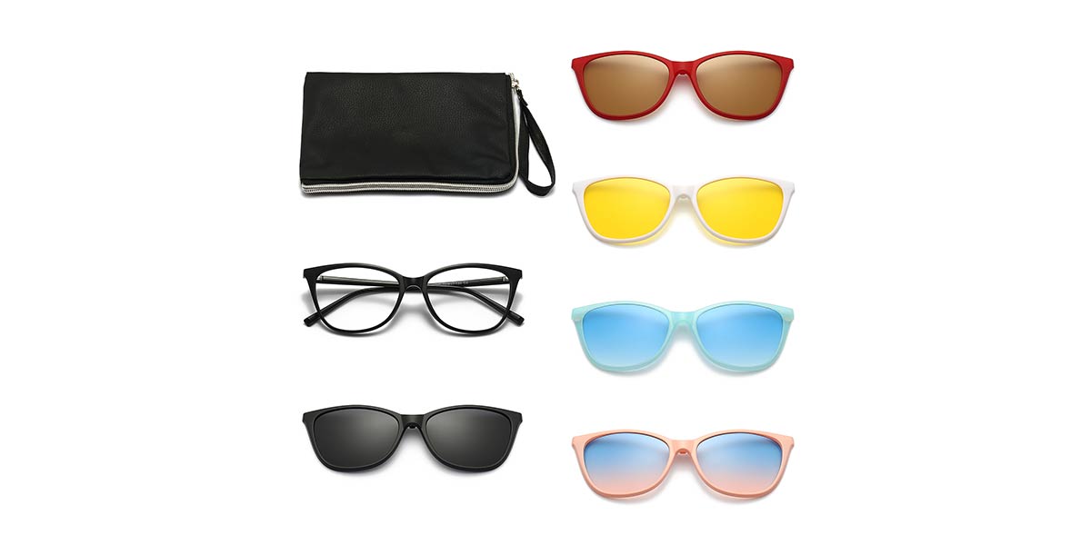Colour - Oval Clip-On Sunglasses - Thibault