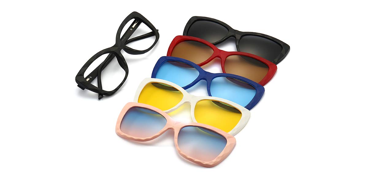 Colour - Square Clip-On Sunglasses - Sadie