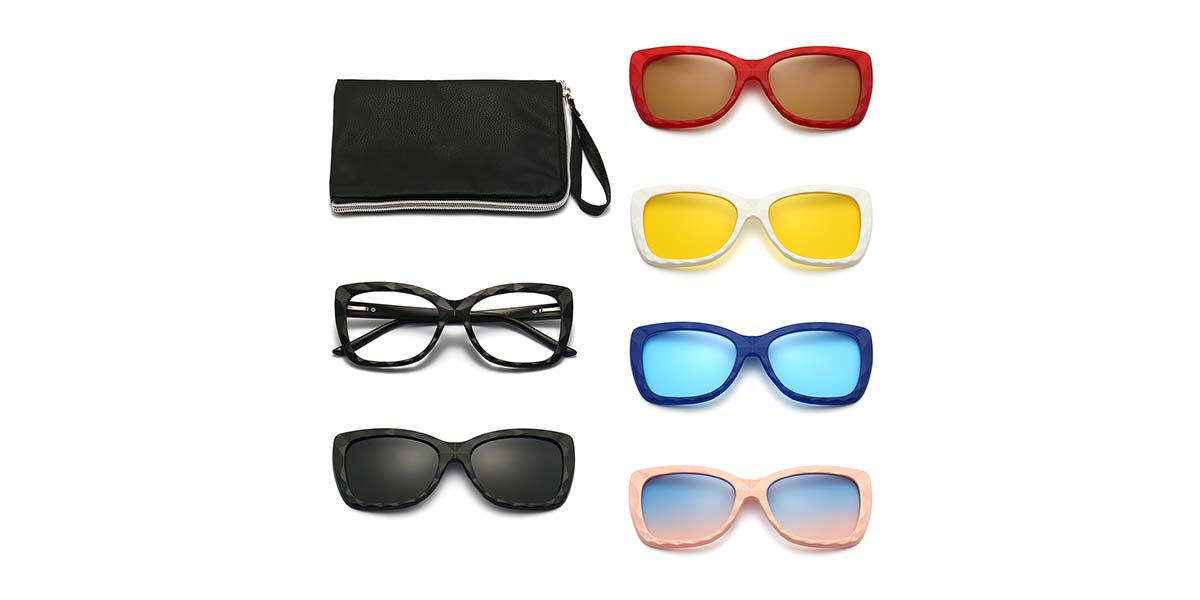 Colour - Square Clip-On Sunglasses - Sadie