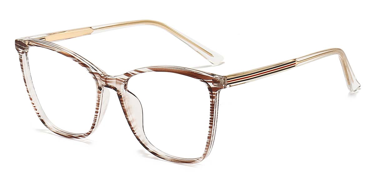 Brown Woodgrain Ligeia - Rectangle Glasses