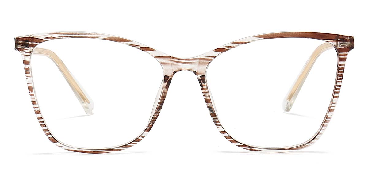 Brown Woodgrain - Rectangle Glasses - Ligeia