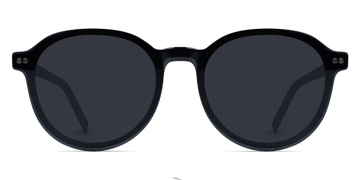 Black Crispin - Oval Clip-On Sunglasses