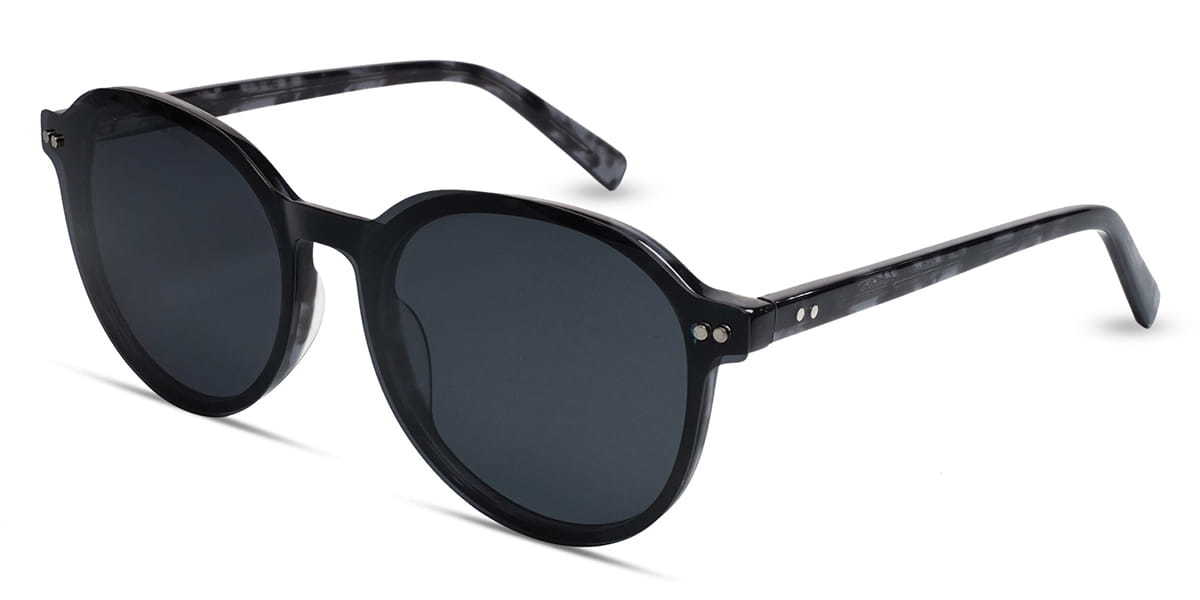Black Tortoiseshell Crispin - Oval Clip-On Sunglasses