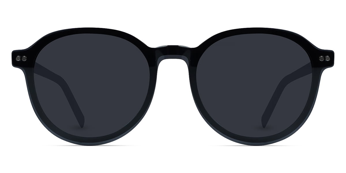 Black Tortoiseshell - Oval Clip-On Sunglasses - Crispin