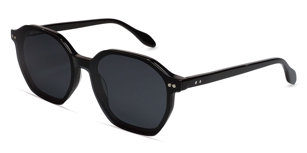 Black - Square Clip-On Sunglasses - Eilidh