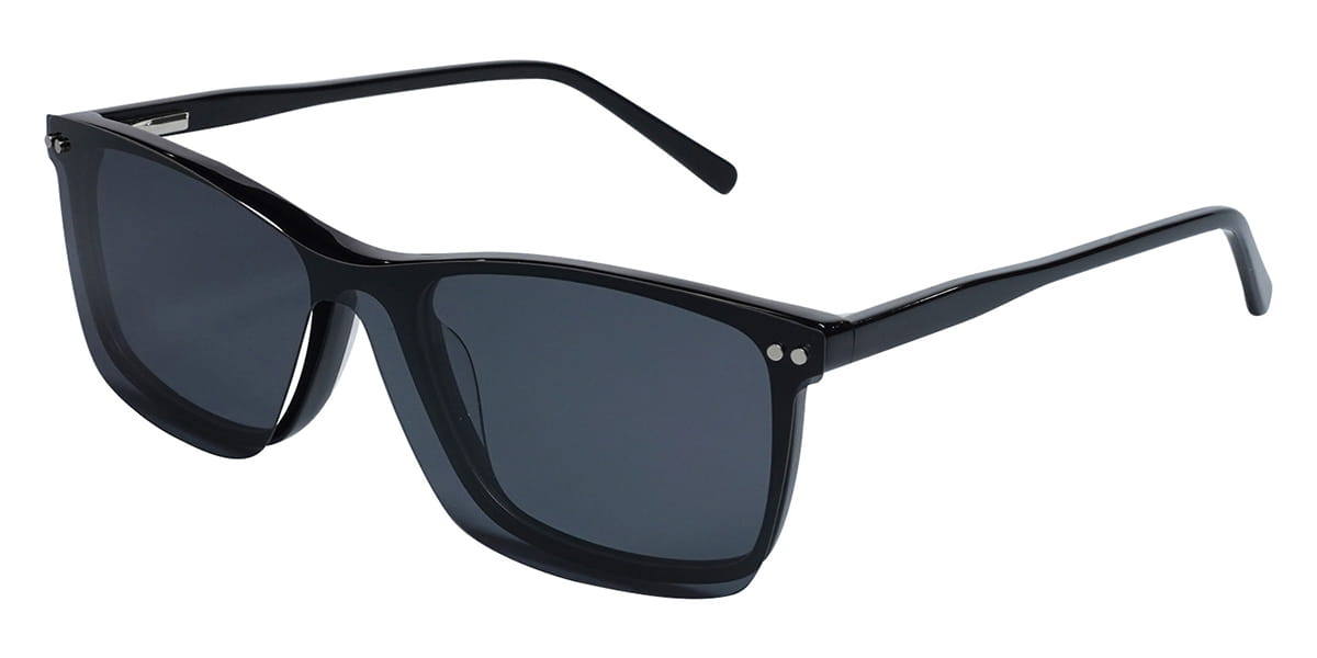 Black - Rectangle Clip-On Sunglasses - Zbigniew
