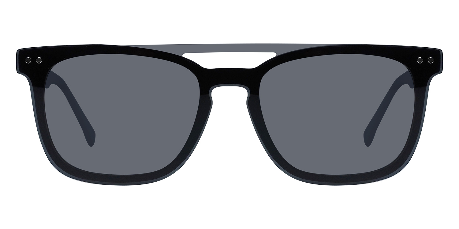 Black - Rectangle Clip-On Sunglasses - Ximena