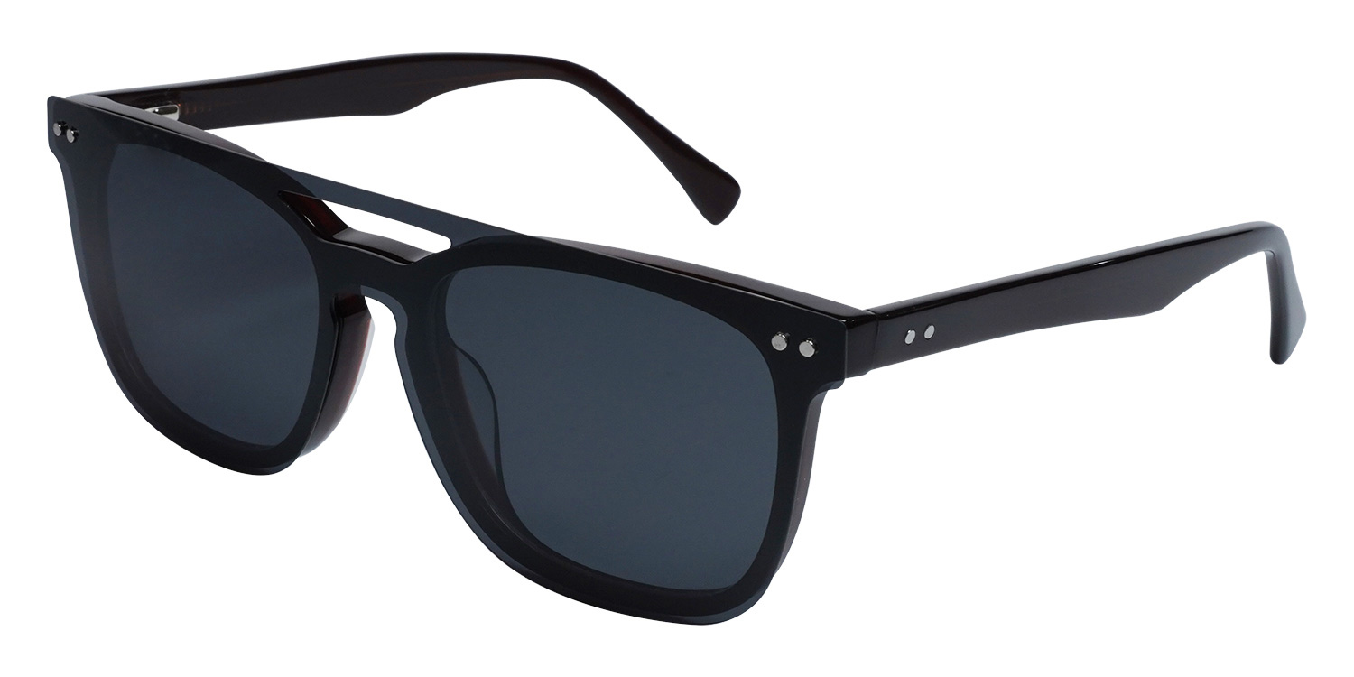 Black Ximena - Rectangle Clip-On Sunglasses