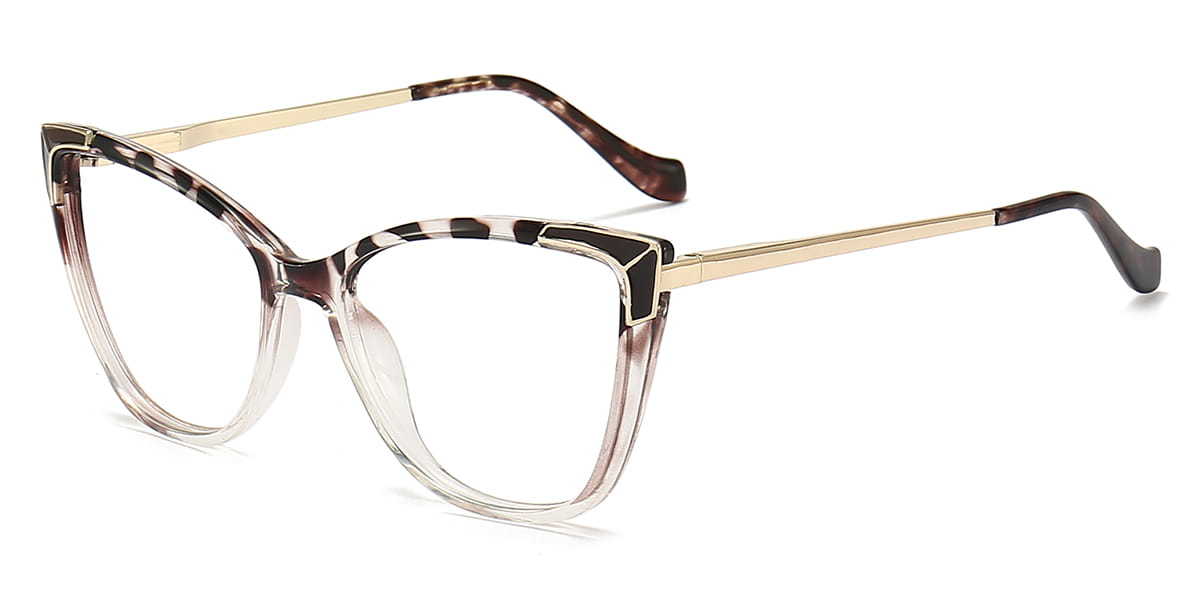 Grey Stripe Clear Karter - Cat Eye Glasses
