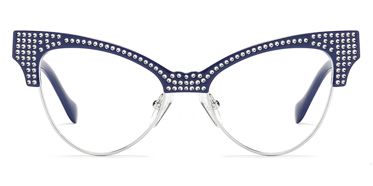 Silver Blue Diamond Amari - Cat Eye Glasses