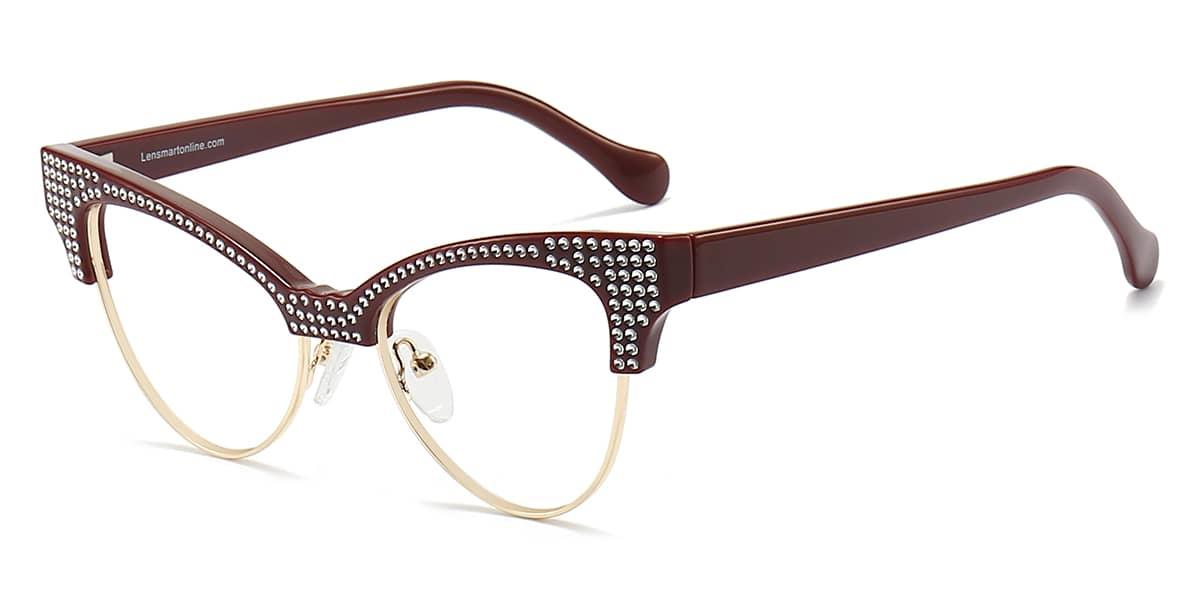 Gold Wine Diamond Amari - Cat Eye Glasses