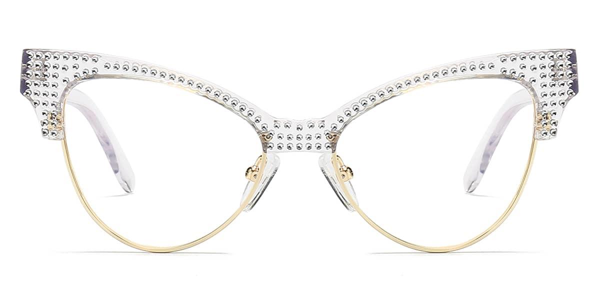 Gold Clear Diamond Amari - Cat Eye Glasses