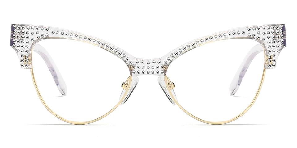 Gold Clear Diamond Amari - Cat Eye Glasses