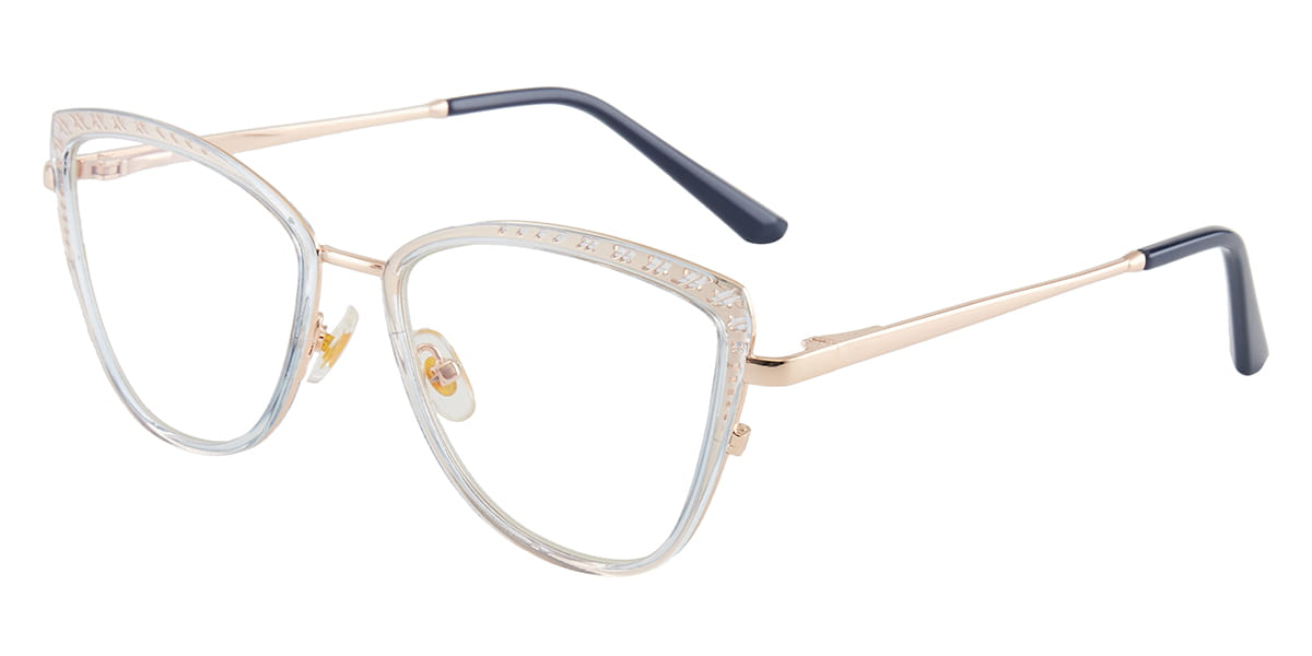 Gold Blue - Cat eye Glasses - Meya