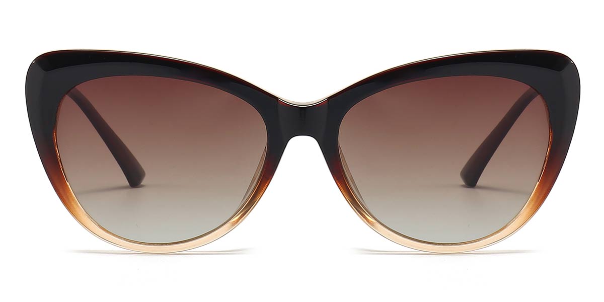 Gradient Brown Elena - Cat Eye Clip-On Sunglasses