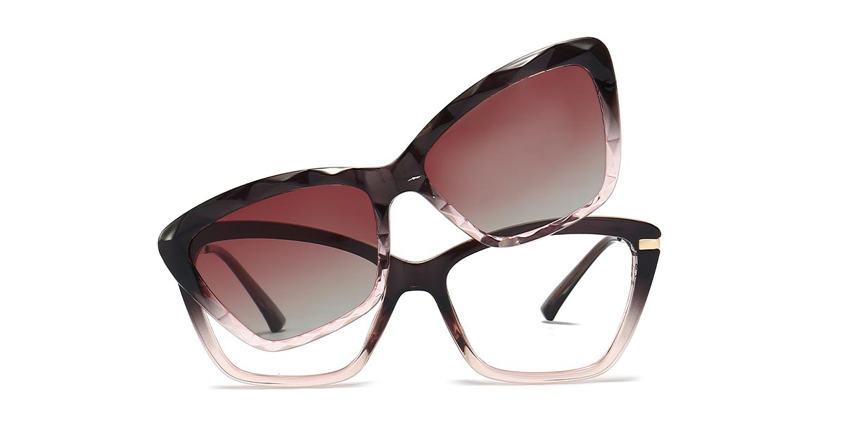 Grey Pink - Cat eye Clip-On Sunglasses - Matthew