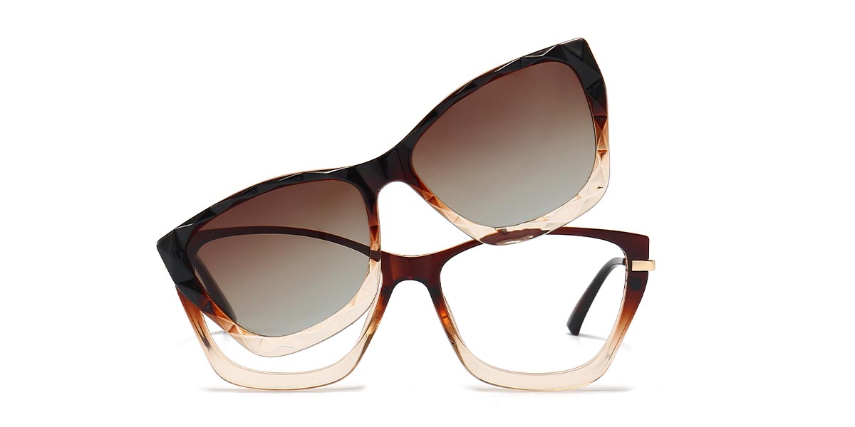 Tawny Clear Isaac - Cat Eye Clip-On Sunglasses