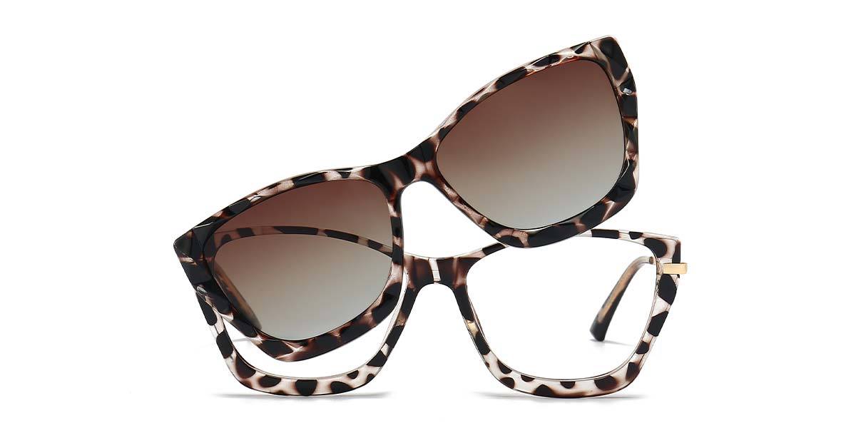 Tortoiseshell Isaac - Cat Eye Clip-On Sunglasses